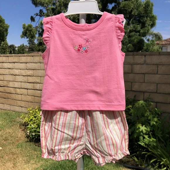 NWT 24 Month Embroidered Flower Butterfly Tee Striped Panty Toddler Infant Girls - Picture 6 of 10